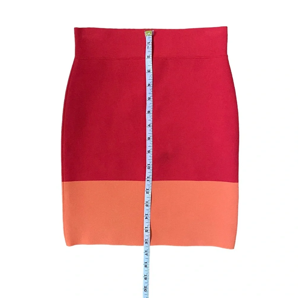 *NWT* BCBGMaxAzria Joelle Holiday NYE Chic Color Block Mini Skirt Redberry Combo